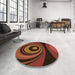 Round Patterned Mahogany Brown Rug in a Office, pat2021org