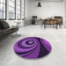 Round Patterned Purple Rug in a Office, pat2021pur