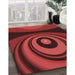 Patterned Cranberry Red Rug in Family Room, pat2021rd