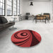 Round Patterned Cranberry Red Rug in a Office, pat2021rd