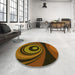 Round Patterned Red Rug in a Office, pat2021yw