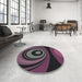 Round Patterned Purple Lily Purple Novelty Rug in a Office, pat2021