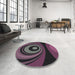 Round Machine Washable Transitional Purple Lily Purple Rug in a Office, wshpat2021