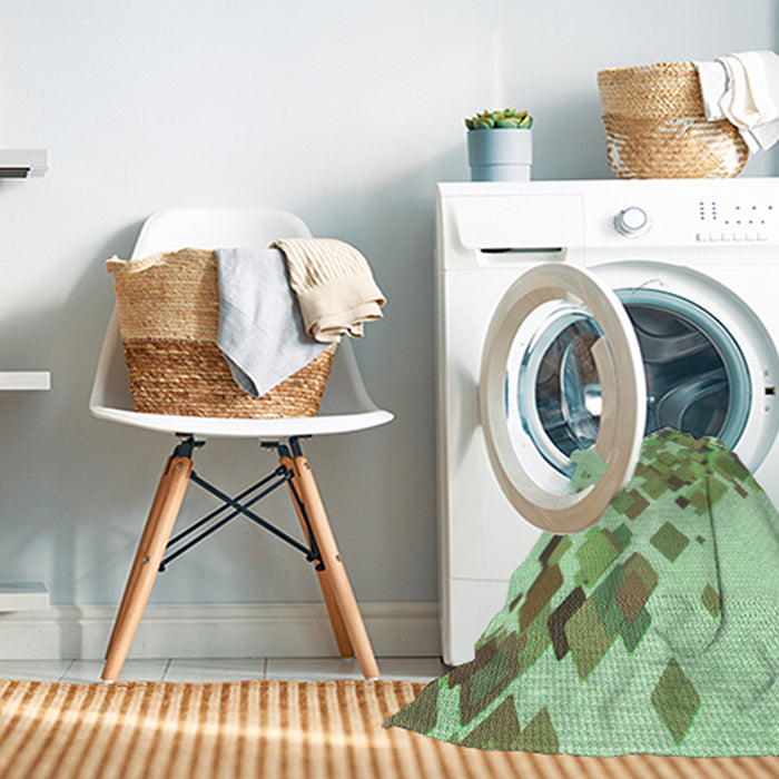 Machine Washable Transitional Green Rug in a Washing Machine, wshpat2022grn