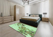 Patterned Green Rug in a Bedroom, pat2022grn