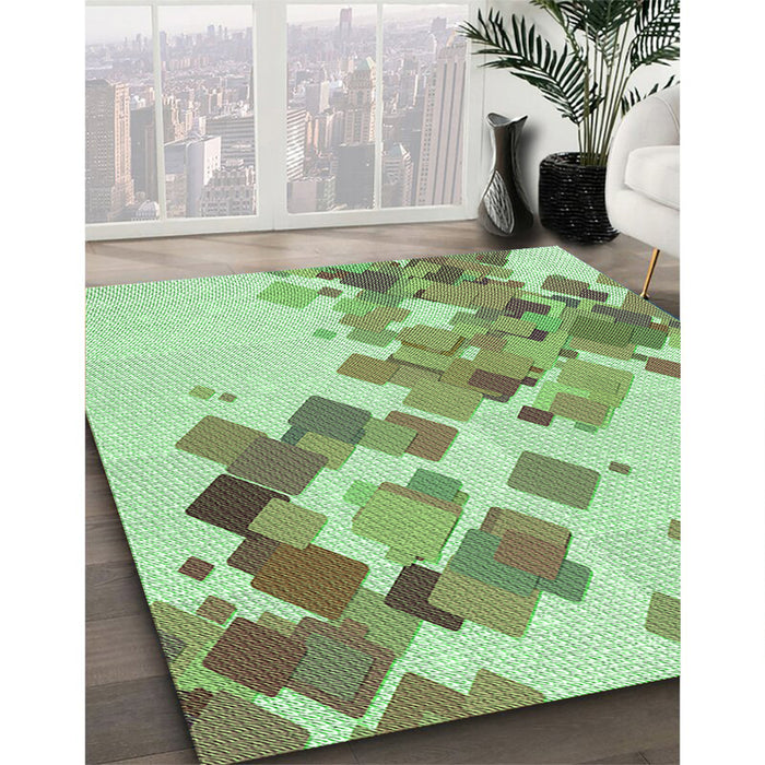 Patterned Green Rug in Family Room, pat2022grn