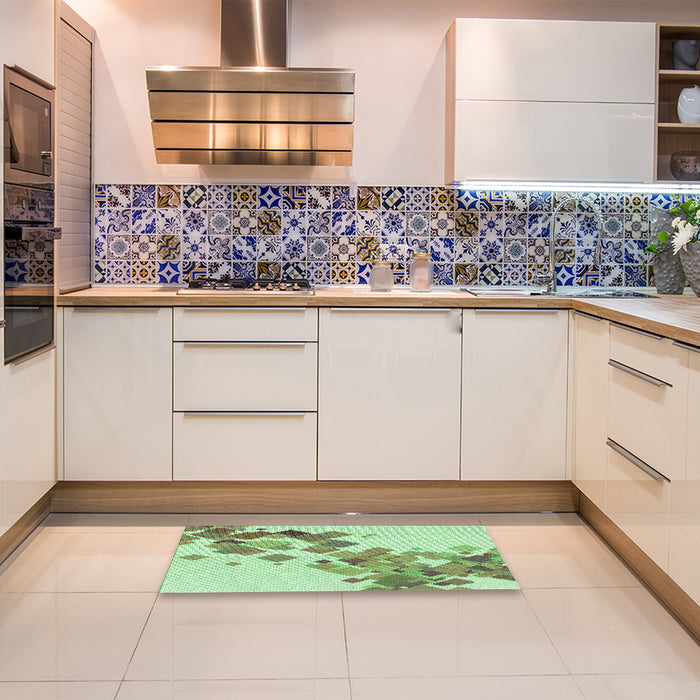 Patterned Green Rug in a Kitchen, pat2022grn