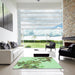 Square Patterned Green Rug in a Living Room, pat2022grn