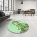 Round Patterned Green Rug in a Office, pat2022grn