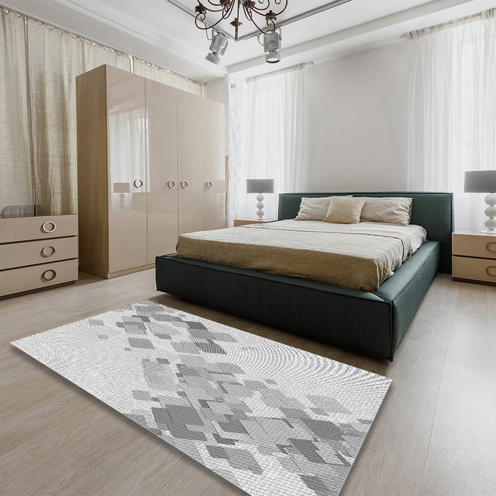 Patterned Platinum Gray Rug in a Bedroom, pat2022gry