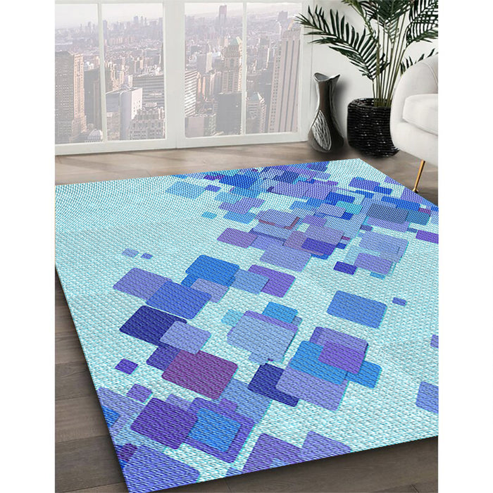 Patterned Blue Rug in Family Room, pat2022lblu