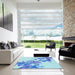 Square Patterned Blue Rug in a Living Room, pat2022lblu