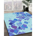 Machine Washable Transitional Blue Rug in a Family Room, wshpat2022lblu