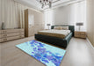 Patterned Blue Rug in a Bedroom, pat2022lblu