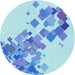 Square Patterned Blue Rug, pat2022lblu