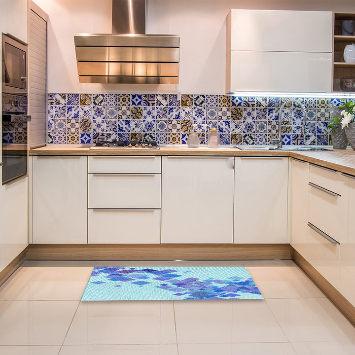 Patterned Blue Rug in a Kitchen, pat2022lblu