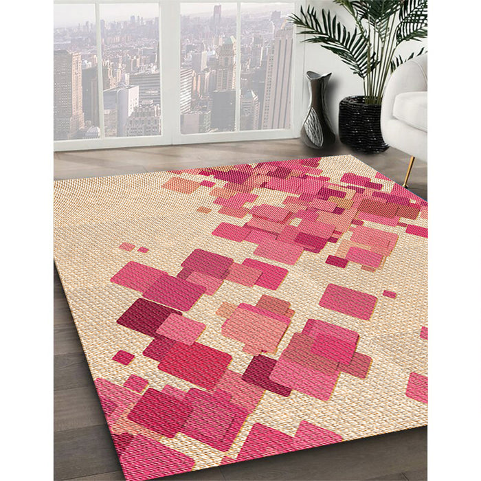 Machine Washable Transitional Deep Peach Orange Rug in a Family Room, wshpat2022org