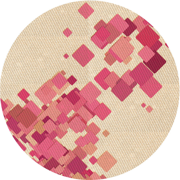 Square Patterned Deep Peach Orange Rug, pat2022org