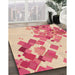 Patterned Deep Peach Orange Rug in Family Room, pat2022org