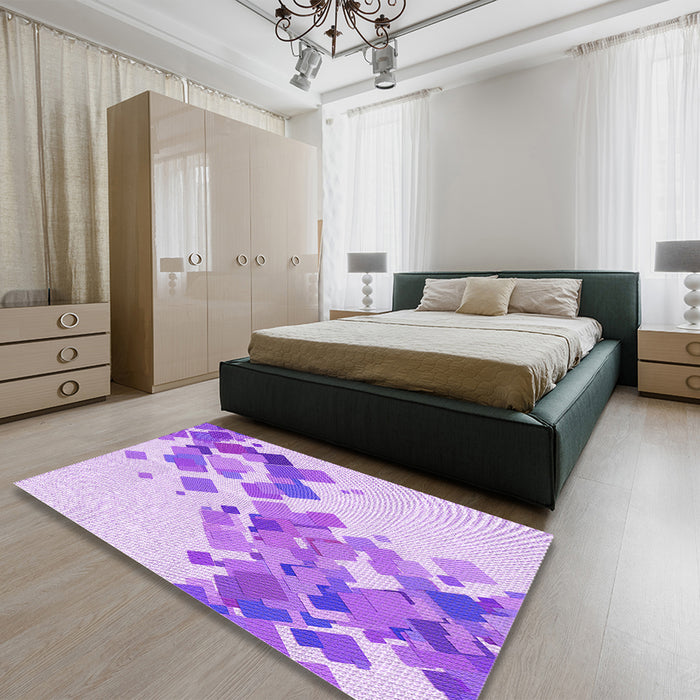 Round Machine Washable Transitional Blossom Pink Rug in a Office, wshpat2022pur