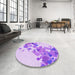 Round Patterned Blossom Pink Rug in a Office, pat2022pur