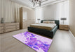 Patterned Blossom Pink Rug in a Bedroom, pat2022pur