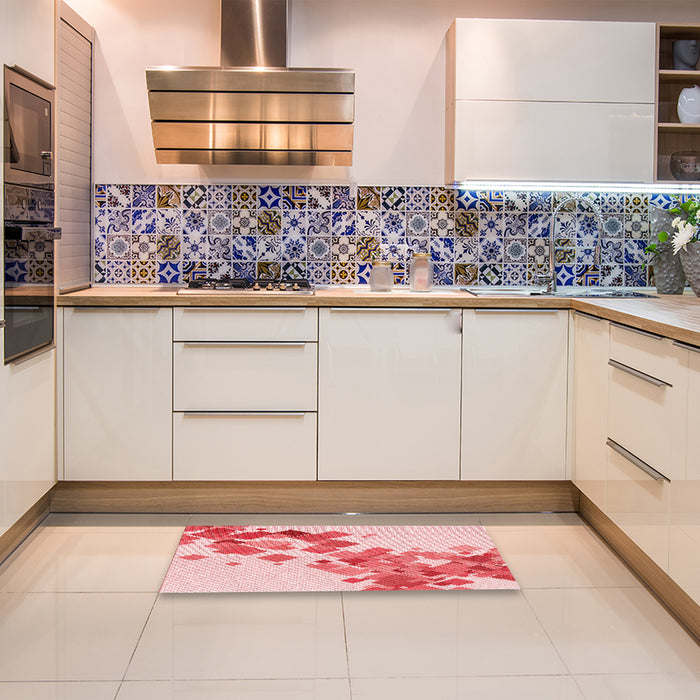 Patterned Pink Rug in a Kitchen, pat2022rd