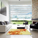 Machine Washable Transitional Neon Orange Rug in a Kitchen, wshpat2022yw