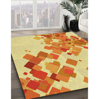 Patterned Neon Orange Rug, pat2022yw