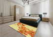 Patterned Neon Orange Rug in a Bedroom, pat2022yw