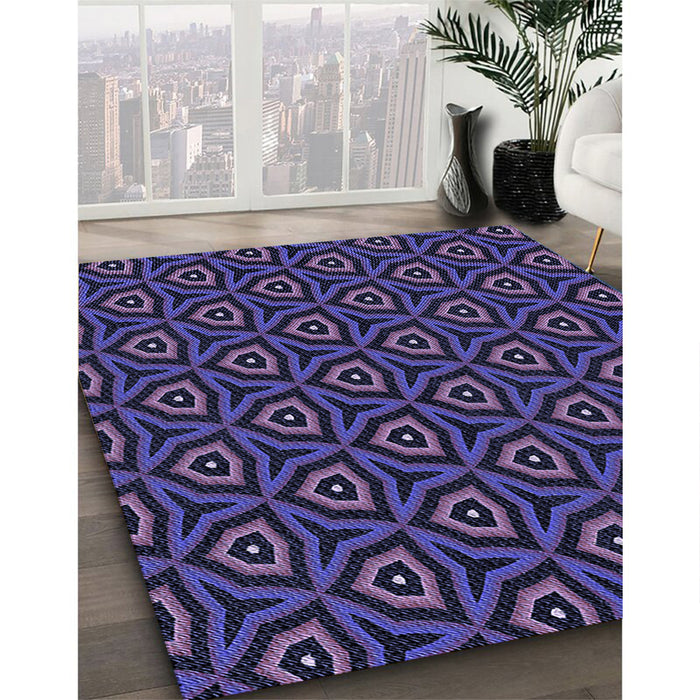 Patterned Night Blue Rug in Family Room, pat2023blu