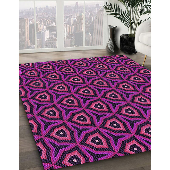 Patterned Medium Violet Red Pink Rug in Family Room, pat2023pur