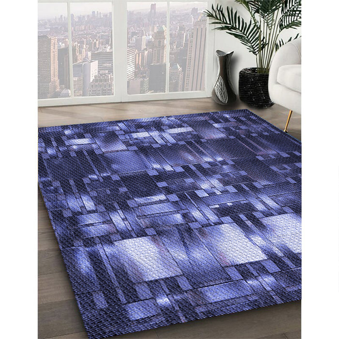 Patterned Light Slate Blue Rug in Family Room, pat2024blu
