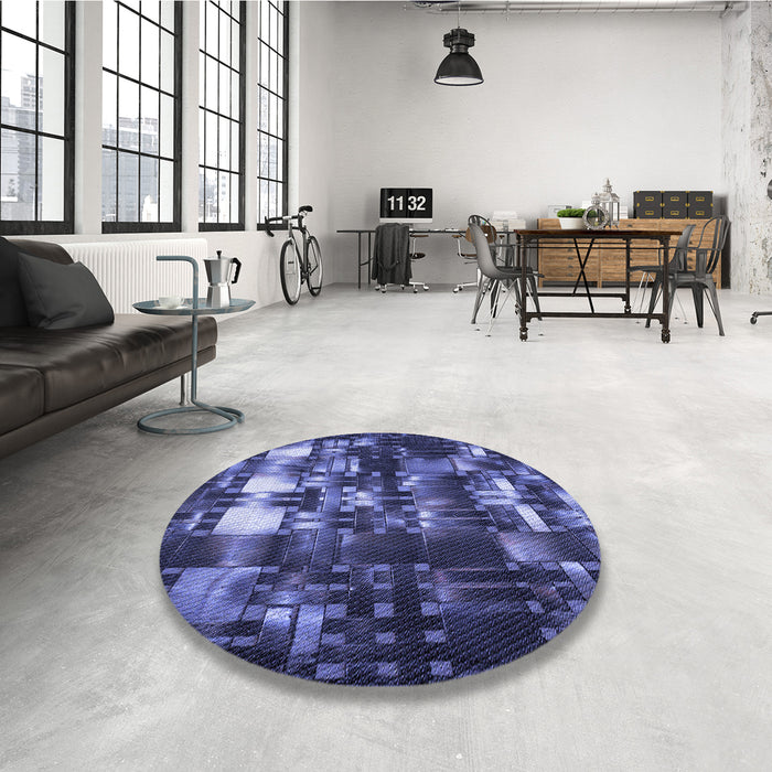 Round Patterned Light Slate Blue Rug in a Office, pat2024blu