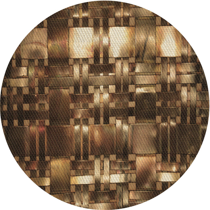 Square Patterned Red Rug, pat2024brn