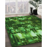 Patterned Deep Emerald Green Rug, pat2024grn