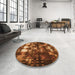 Round Patterned Orange Rug in a Office, pat2024org