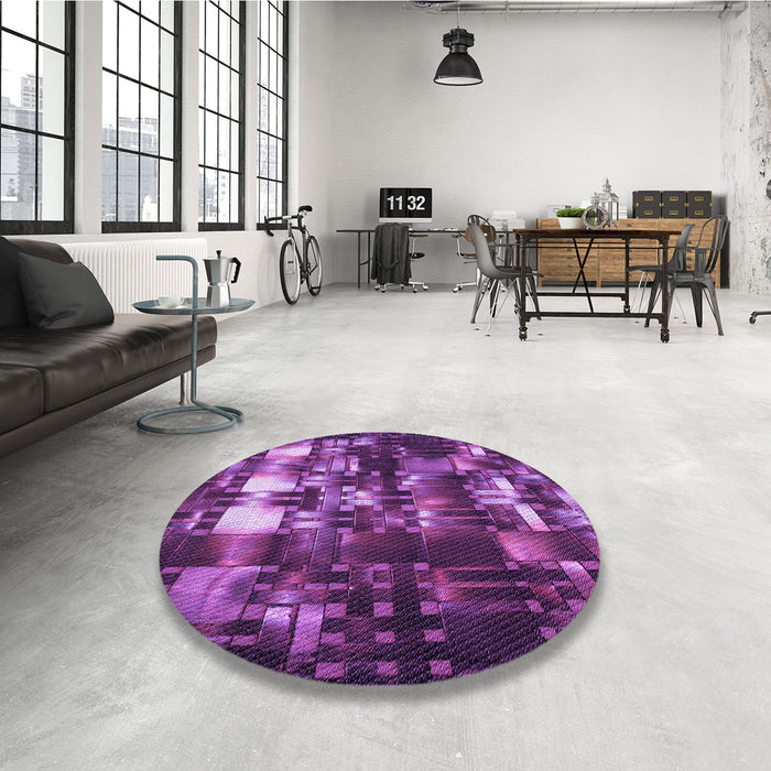 Round Patterned Purple Rug in a Office, pat2024pur