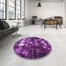 Round Patterned Purple Rug in a Office, pat2024pur