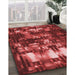 Patterned Red Rug in Family Room, pat2024rd