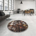 Round Patterned Red Novelty Rug in a Office, pat2024