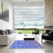 Square Patterned Denim Blue Rug in a Living Room, pat2025blu