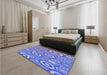 Patterned Denim Blue Rug in a Bedroom, pat2025blu