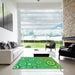 Machine Washable Transitional Neon Green Rug in a Kitchen, wshpat2025grn