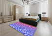 Patterned Dark Orchid Purple Rug in a Bedroom, pat2025pur