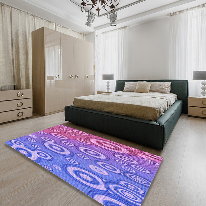 Patterned Dark Orchid Purple Rug in a Bedroom, pat2025pur