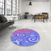 Round Patterned Dark Orchid Purple Rug in a Office, pat2025pur