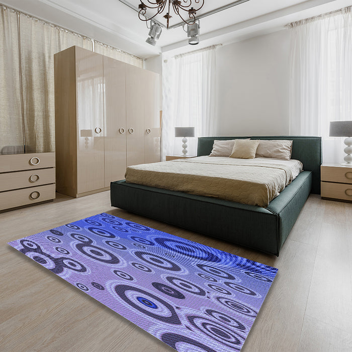 Patterned Sky Blue Rug in a Bedroom, pat2026blu