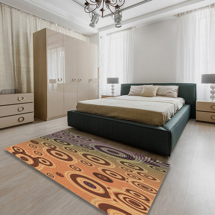 Patterned Bronze Brown Rug in a Bedroom, pat2026brn