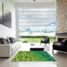 Square Patterned Green Rug in a Living Room, pat2026grn